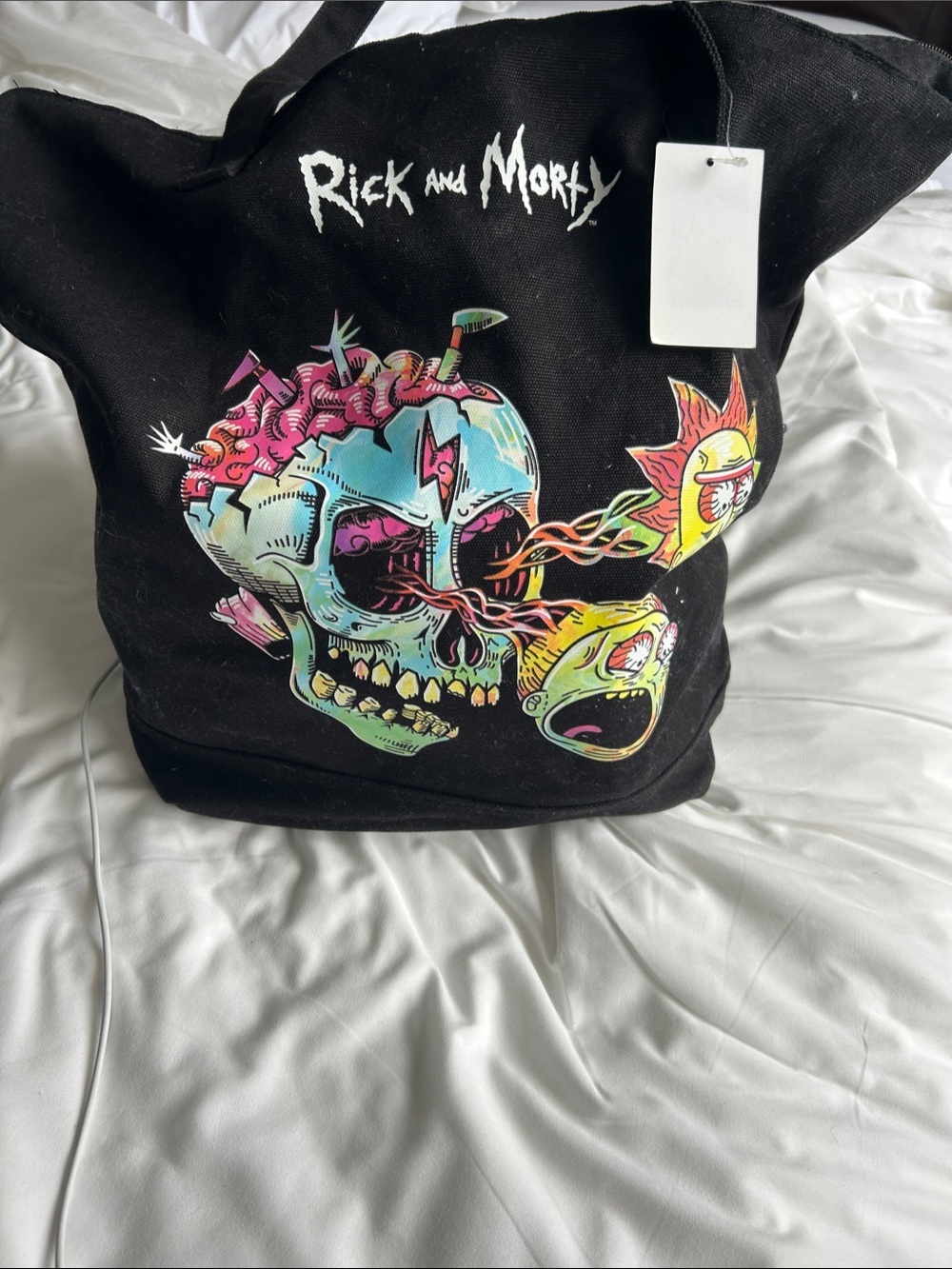 Rick and Morty Black Graphic Tote Bag BRAND NEW TAG QUICK NYC SHIPPING
